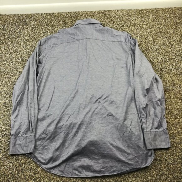 Canali 1934 Shirt Lightweight Long Sleeve Button Up Heather Blue Mens Large - Picture 5 of 9